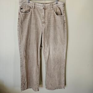 KanCan Baggy High Rise Jeans, Size 12 Tan Relaxed Straight Leg